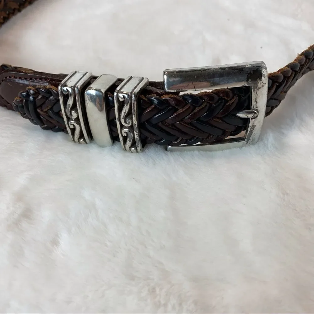 Brighton Brown Braided Leather Belt Size M/L